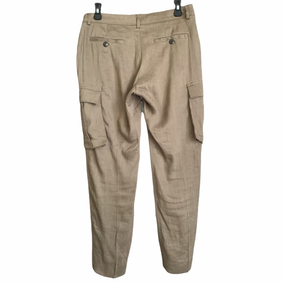 Piazza Sempione Linen Blend Cropped Cargo Pants - Picture 2 of 6